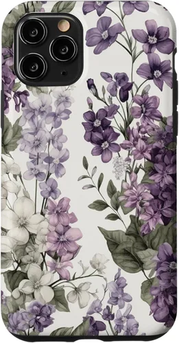 Miniatura 28 de Funda para iPhone XR White Violet Purple Lavender Lilac Floral con flores botánicas