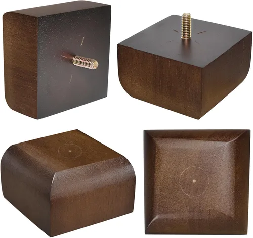 Miniatura 7 de Juego de 4 patas cuadradas para sofá, patas de repuesto de madera de 2 pulgadas para muebles, color marrón oscuro