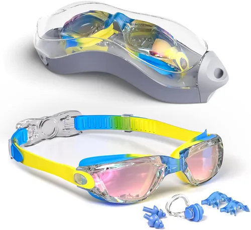 Miniatura 9 de gafas de natación para niños con pinza para la nariz, tapones para los oídos, puente de nariz para niños de 3 a 15 años Negro