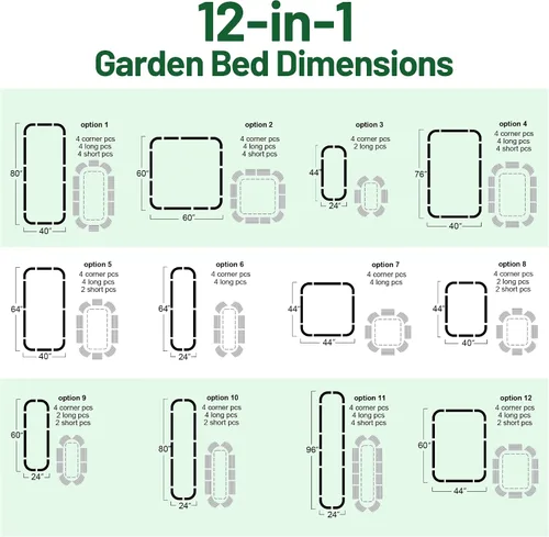 Miniatura 5 de Olle Camas de jardín elevadas galvanizadas para exteriores, 17 pulgadas de alto, 12 en 1, macetas elevadas para cultivar hierbas, verduras, flores