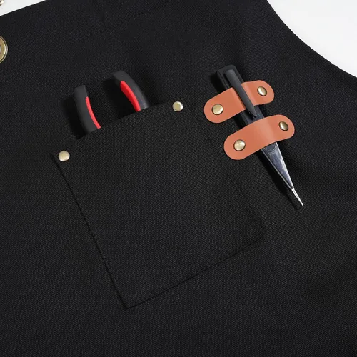 Miniatura 5 de Delantales de chef para hombre, delantal de lona con bolsillos grandes y correa ajustable para el cuello para cocinar, barbacoa, jardinería
