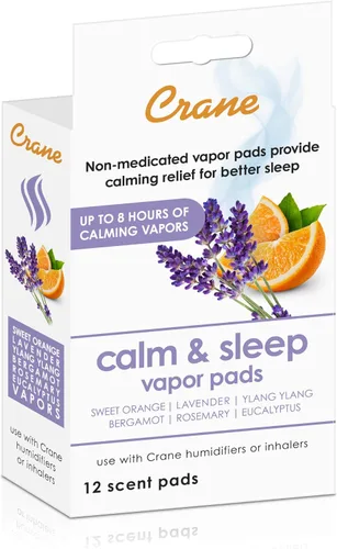 Miniatura 7 de Crane Paquete de humidificador ultrasónico de gotas con almohadillas de vapor naranja lavanda
