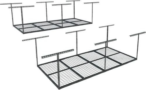Miniatura 23 de Fleximounts - Estante de almacenamiento de garaje ajustable de 4 x 8 pulgadas, para techo, para garaje, resistente, 96 pulgadas de largo x 48 Blanco