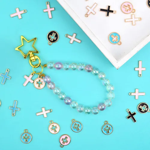 Miniatura 7 de Aylifu 40 dijes de cruz esmaltada de aleación de cruz religiosa crucifijo de Jesús, accesorios de joyería para Pascua, bricolaje, collares