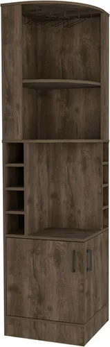 Tuhome Syrah - Armario esquinero con dos estantes externos, estante para copas, ocho cubículos, diseño moderno para sala de estar o bar en casa