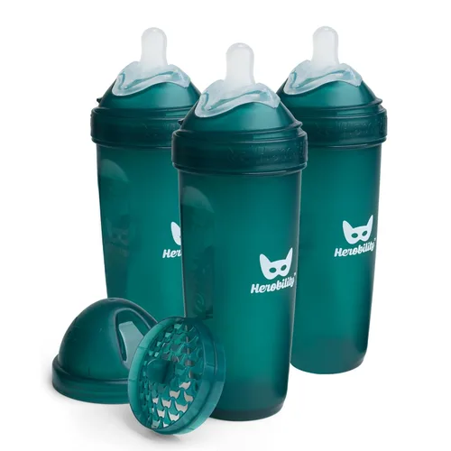 Miniatura 18 de Herobility - Biberones dobles anticólicos para bebé – 240 ml/8.5 fl oz – paquete de 3 – Melocotón A7) Melocotón