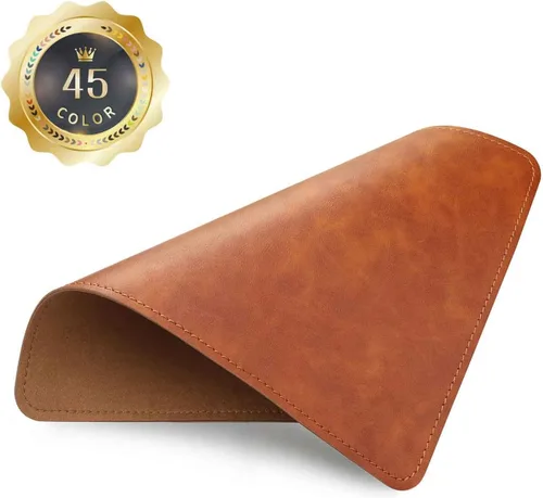 Miniatura 51 de Alfombrilla de mouse de cuero con borde cosido, base de microfibra con antideslizante impermeable, alfombrilla de mouse para computadoras, laptop, 8