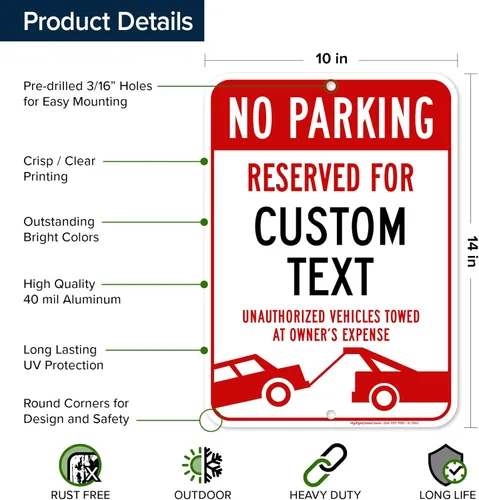 Miniatura 6 de My Sign Center - Letrero personalizado de no estacionamiento, letrero de estacionamiento reservado personalizado para negocios, 10 x 14 pulgadas