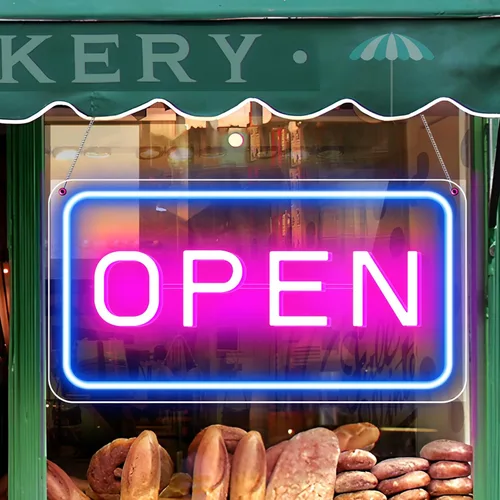 Miniatura 13 de Letreros de 'Abierto' para Ventana de Negocio, Letrero de Neón 'Abierto' de 16" x 9", Letrero LED 'Abierto' con Chip COB Brillante con Interruptor