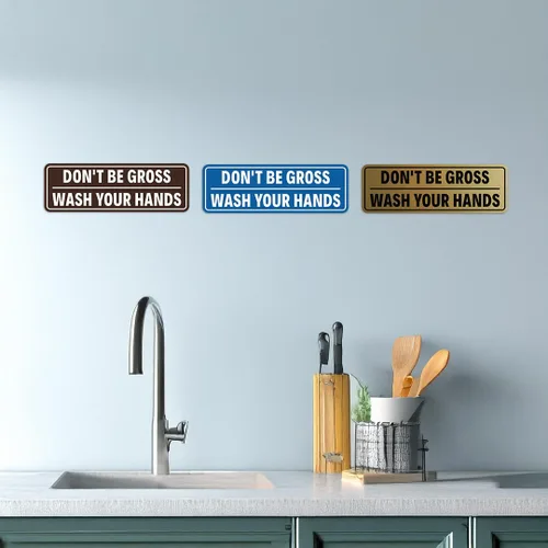 Miniatura 3 de Letrero estándar para puerta o pared, diseño de "Don't Be Gross ("Wash Your Hands"), color negro, mediano
