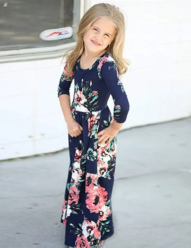 Miniatura 47 de 21KIDS Vestido largo floral de manga larga 3/4 con bolsillos para niñas de 6 a 12 años