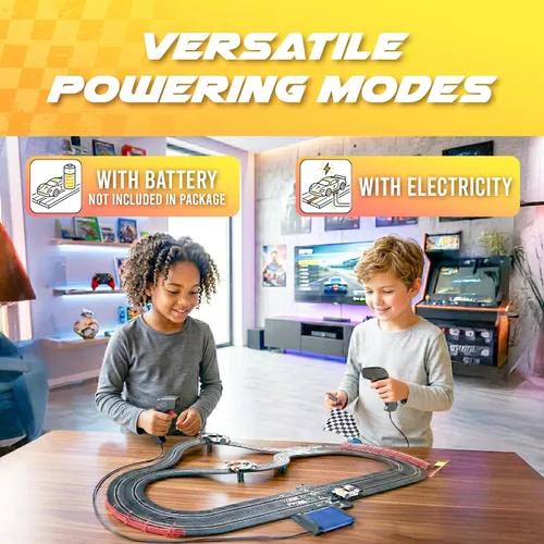 Miniatura 6 de Juego de pistas de carreras de autos de tragamonedas - Juego de pistas de carreras eléctricas, 2 pistas de carreras de alta velocidad para niños