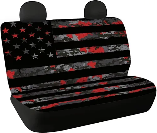 Miniatura 32 de AFPANQZ Funda protectora para asiento trasero de automóvil, con bandera patriótica estadounidense, solo para asiento trasero de automóvil, camión