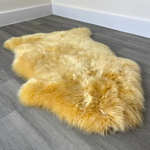 Miniatura 33 de HUAHOO Alfombra de piel de oveja genuina prémium Negra Real de Australia Piel de oveja natural de lujo, alfombra esponjosa de lana de cordero