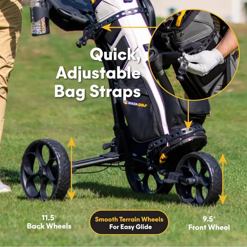 Miniatura 5 de OMADA GOLF Trilite Carrito de Golf Push Carrito de Golf Ligero y Plegable Soporte Ajustable para Bolsa de Golf