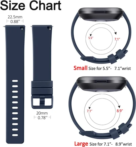 Miniatura 7 de PAQUETE DE 3 Bandas de Silicona Suave Compatibles con Fitbit Versa Bandas Deportivas Ajustables para Mujeres y Hombres Tallas Pequeña y Grande