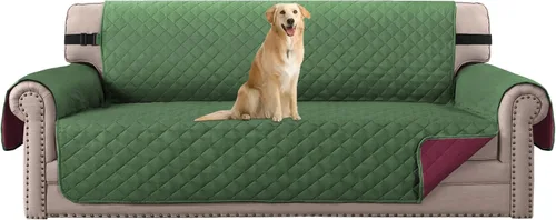 Miniatura 7 de H.VERSAILTEX Funda de sofá resistente al agua para sofá de 3 cojines, reversible, protector de muebles acolchado con correa elástica, funda de sofá