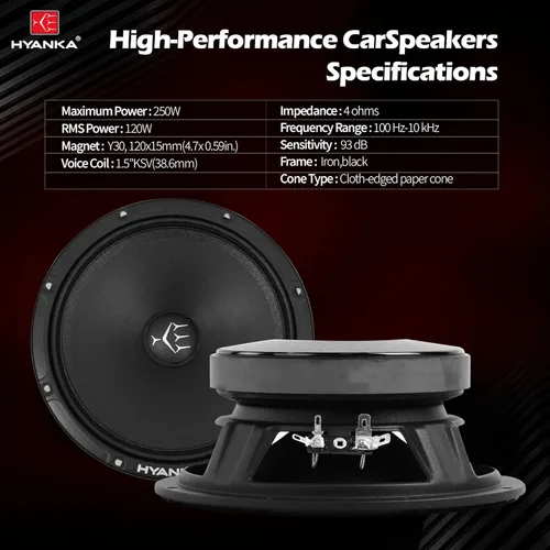 Miniatura 4 de H YANKA SMD-65 6.5 Altavoces de rango medio Audio para coche (1 par)