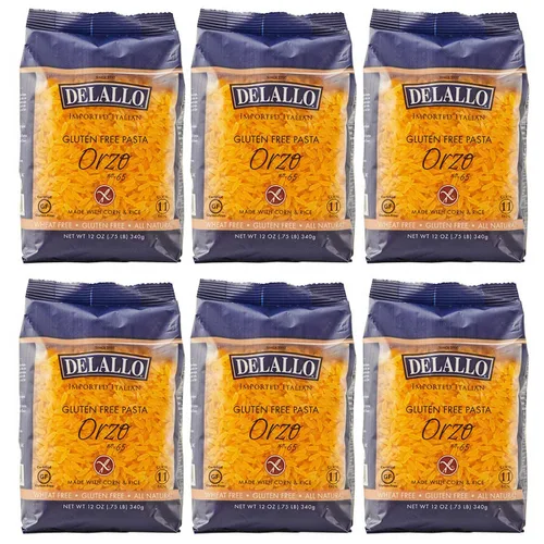Miniatura 9 de DeLallo Pasta Orzo sin gluten, hecha con maíz y arroz, sin trigo, bolsa de 12 onzas, paquete de 12