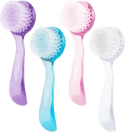 AUEAR, Paquete de 4 cepillos faciales para limpieza y limpieza facial con tapa para mujeres y niñas, lavado y masaje de maquillaje