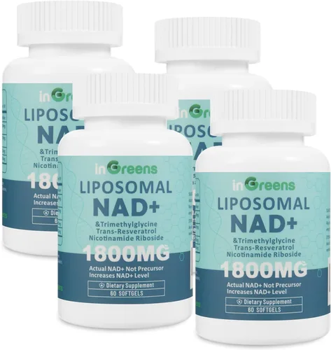 Miniatura 11 de inGreens Suplemento liposomal NAD+ de 1800 mg con ribósido de nicotinamida, resveratrol trans, trimetilglicina, reemplaza a NMN, aumenta NAD +