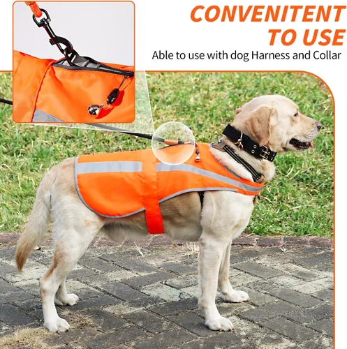 Miniatura 5 de Chaleco reflectante para perros de razas medianas y grandes, chaleco de seguridad para perros de alta visibilidad con campanilla removible