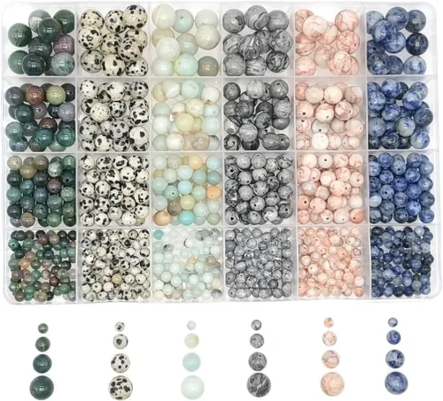 Miniatura 5 de Cuentas de piedra redonda natural de 0.315 pulgadas, alrededor de 480 piezas de piedras auténticas de cristal curativo, piedras preciosas sueltas