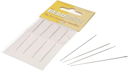 The Beadsmith Agujas de cuentas de ojo grande, 2.125 pulgadas, 4 por tarjeta, puntos afilados, uso para costura general, tejido y bordado, muy fácil