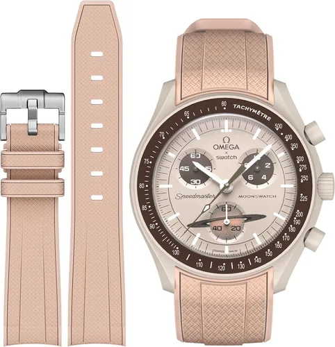 Miniatura 26 de Correa Stanchev para reloj Moonswatch, correa de silicona suave curvada sin espacio de 20mm para reloj Omega X Swatch Speedmaster, correa
