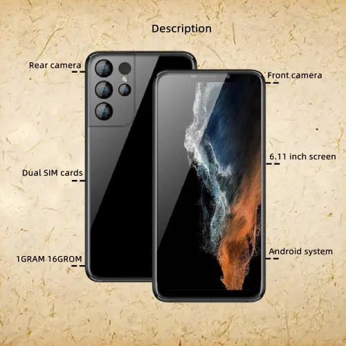Miniatura 4 de Teléfono desbloqueado EVRIO, s22u, smartphone Android, tarjeta SIM dual, 1 GB RAM 16 GB ROM, solo admite tarjeta SIM dual, banda de frecuencia de 3G