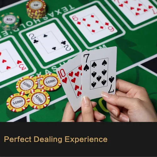 Miniatura 2 de Tapete de póquer Texas Hold'Em de 71 x 36 pulgadas, portátil, de goma, impermeable, reducción de ruido, adecuado para cualquier juego de mesa, bolsa