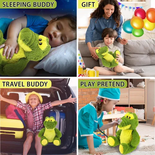Miniatura 4 de DolliBu Animal de peluche de cocodrilo – Suave peluche abrazable de cocodrilo verde sentado adorable juguete de peluche, lindo regalo de animales