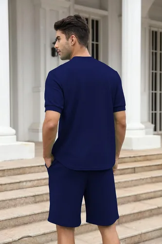 Miniatura 5 de FZNHQL Conjunto deportivo de moda para hombre, 2 piezas, casual, atlético, para correr, manga corta/larga, conjunto para hombre