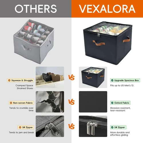 Miniatura 7 de Caja organizadora de zapatos, paquete de 2, organizador de almacenamiento de zapatos con cubierta transparente, divisores ajustables para 16-32