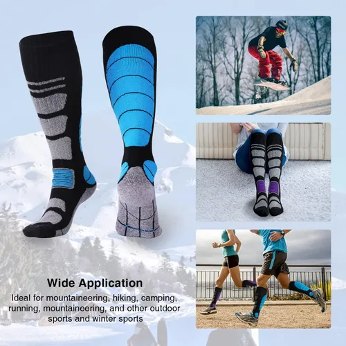 Miniatura 5 de Calcetines de esquí de lana merina térmica hasta la rodilla para invierno, snowboard, deportes, hombres y mujeres, caza