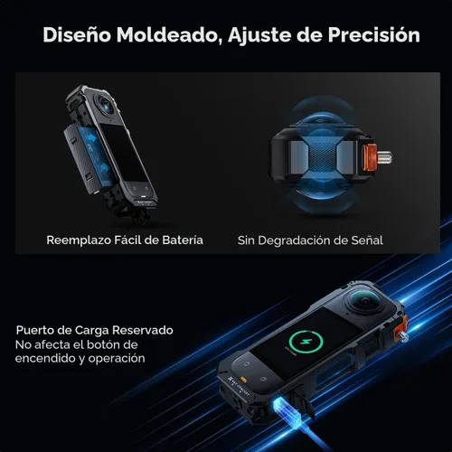 Miniatura 5 de K&F Concept Jaula para Cámara para Insta360 X5, Estuche Protector de Aleación de Aluminio con Cubierta de Lente de Silicona, Marco con 2 Monturas