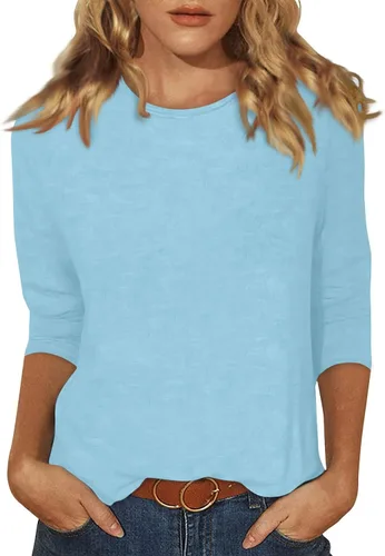 Miniatura 23 de Blouses for Women 2025 Three Quarter Sleeve Round Neck T Shirt Hawaiian Printing Trendy Fashion Beach Tops
