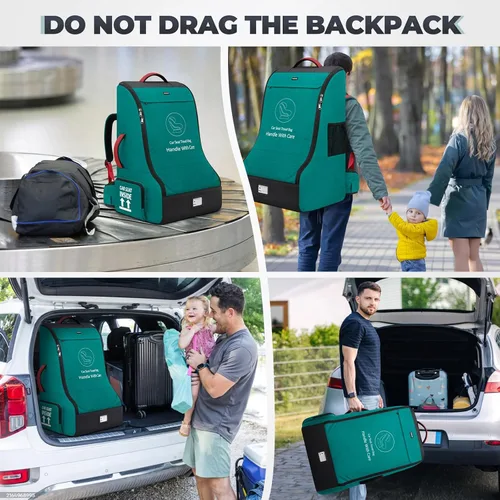 Miniatura 7 de RAINSMORE Bolsa de viaje acolchada para asiento de coche para avión, mochila de asiento de coche resistente para viajes aéreos, bolsas de funda