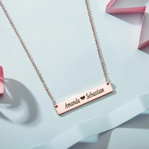 Miniatura 4 de Collar personalizado para mujer, colgante de barra con nombre, regalo de graduación o regalo del día de la madre para ella, placa de nombre dorada