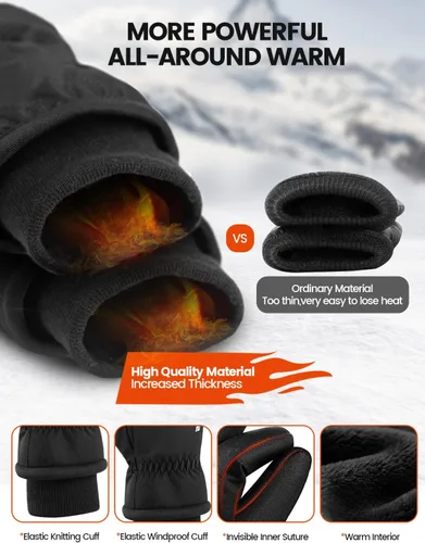 Miniatura 2 de Guantes de invierno impermeables y resistentes al viento para mujeres y hombres, guantes de clima frío con dedos para pantalla táctil, guantes