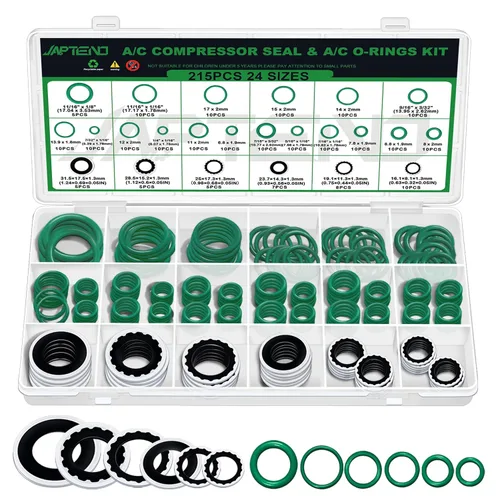 Miniatura 11 de Kit surtido de 110 piezas de arandelas de sello de compresor de sistema de aire acondicionado, 12 tamaños automotrices para compresor de A/C, kit