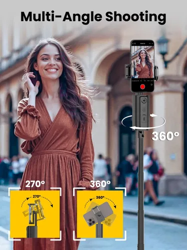 Miniatura 5 de AOCHUAN Trípode de seguimiento facial para iPhone y Android, palo selfie expandible de 57 pulgadas con rotación de 360 grados que sigue la rotación