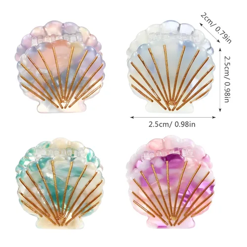 Miniatura 4 de Lurrose Pinzas para el pelo de concha marina: pequeños clips de mandíbula de concha, mini accesorios para el cabello de playa para disfraz de sirena