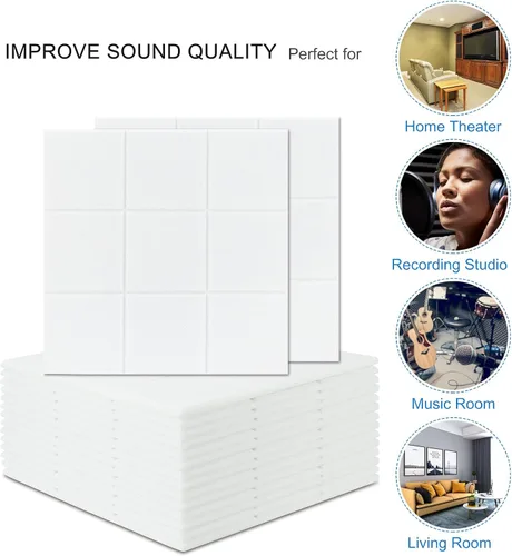 Miniatura 4 de BXI Absorbedor de sonido, paquete de 16 paneles autoadhesivos de absorción acústica de 12 x 12 x 0.4 pulgadas, paneles de absorción de sonido