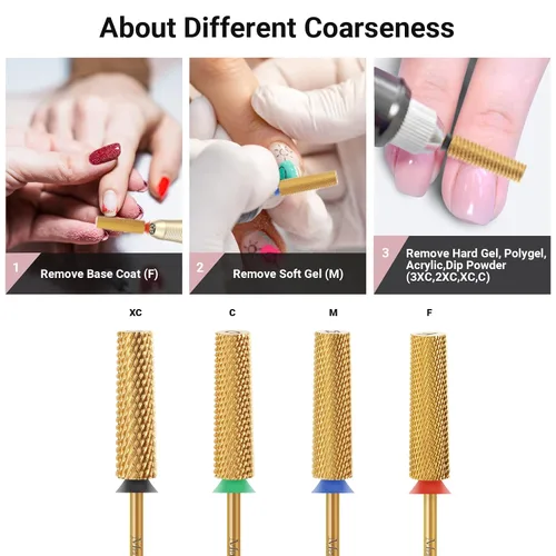 Miniatura 4 de MelodySusie Brocas de uñas cónicas superlargas, brocas de tungsteno de carburo de 3/32 pulgadas, adecuadas para manicura, pedicura, cutícula