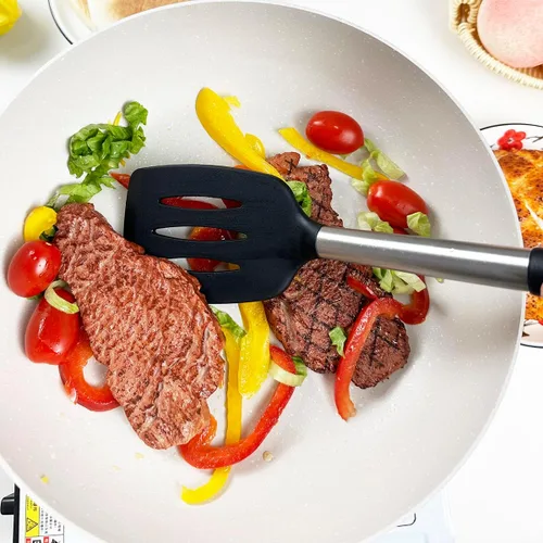 Miniatura 4 de KLAQQED Juego de 3 espátulas de silicona resistentes al calor para utensilios de cocina antiadherentes, espátulas de plástico para wok, espátula
