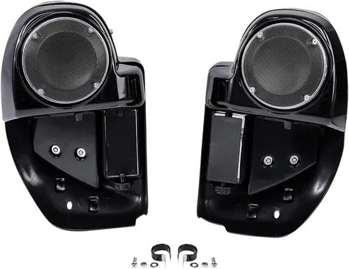 Miniatura 2 de XMT-MOTO Carenado inferior ventilado negro brillante con caja de altavoz de 16.5 cm para Harley Touring Road King FLHR Road Glide FLTRX Street Glide