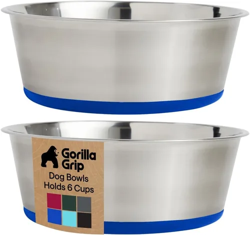 Miniatura 27 de GORILLA GRIP Tazones para perros, acero inoxidable 304 de grado alimenticio, con capacidad para 2 tazas cada uno (16 onzas líquidas) para alimentos
