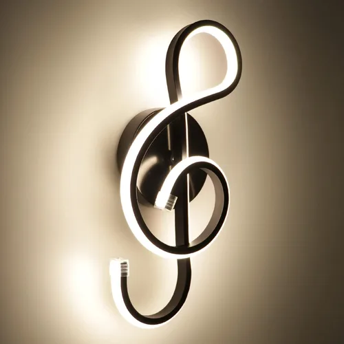 Miniatura 10 de XEYOU Lámpara de pared moderna de 22 W, lámpara de pared LED creativa para interiores, símbolo musical, decoración artística, lámpara de pared