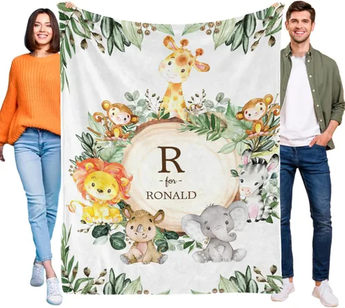Miniatura 29 de Manta de bebé personalizada de animales del bosque para niños y niñas, manta de bebé personalizada con nombre Adventure Awaits Stuff recién nacido